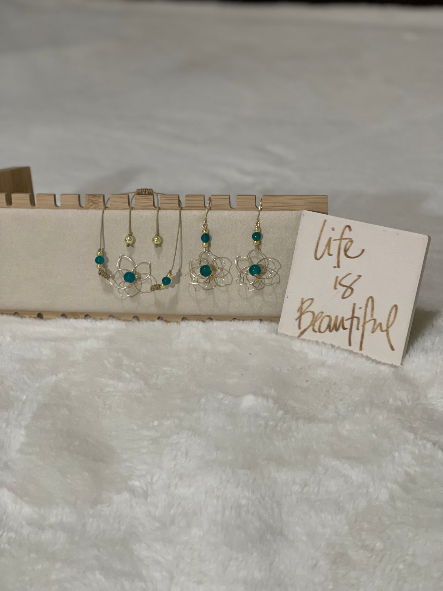 Set of blue and gold flowers